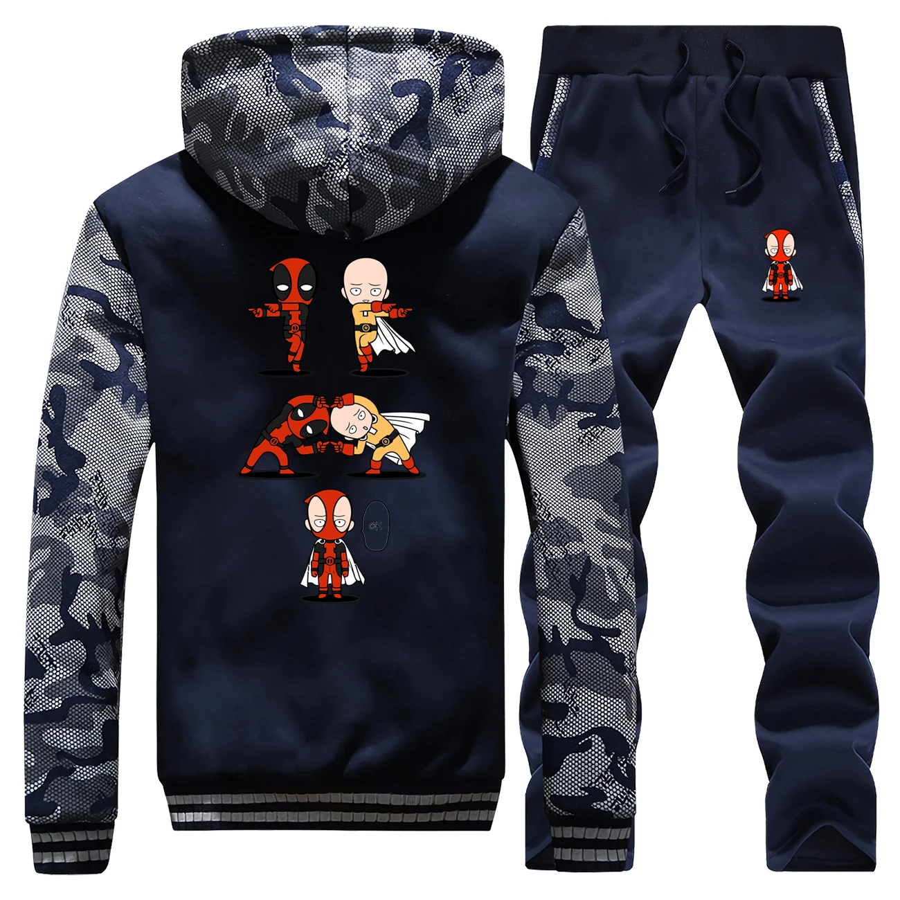 Dead Pool забавная Толстая куртка One Punch Camo Мужской комплект японского аниме Толстовки Флисовый зимний свитер модный Harajuku для мужчин