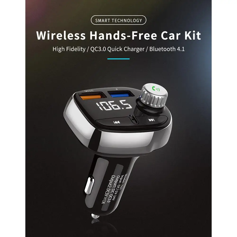 1,1 дюймов Автомобильный Bluetooth MP3 музыкальный плеер fm-передатчик QC3.0 быстрое автомобильное зарядное устройство автомобильные электронные аксессуары