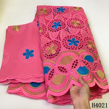 

Pink African Swiss Dry Lace Fabric High Quality Latest Cotton Lace Fabric Swiss Voile Lace Stone French Tulle Lace 7yards HJ4021