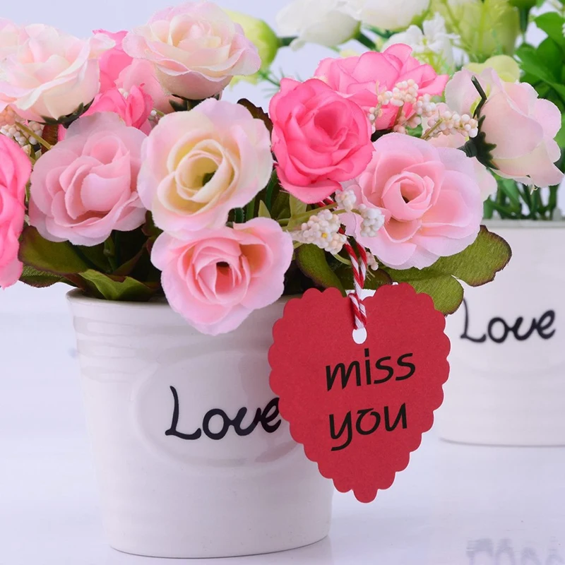 

BEST150x Red Gift Tag Heart Shape, Valentine'S Day Wedding Party Heart Color Card
