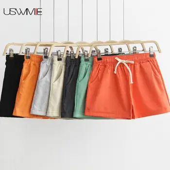 

Womens Shorts Summer Candy Color Leisure Loose Comfort Elastic Waist Running Sports Casual Pockets Plus Size High Waist Shorts
