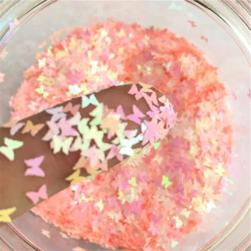 AB pink 10g Ультратонкая 3D блестка для ногтей 3 мм бабочка Лазерная блестка из ПЭТ для украшения ногтей боди-арт живопись для ногтей DIY Декор 10 г - Цвет: AB pink 10g