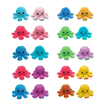 

1pc Cute Flipped Octopus Doll Double-sided Expression Color Octopus Doll Marine Plush Animal Toy for Kids Home Decoration