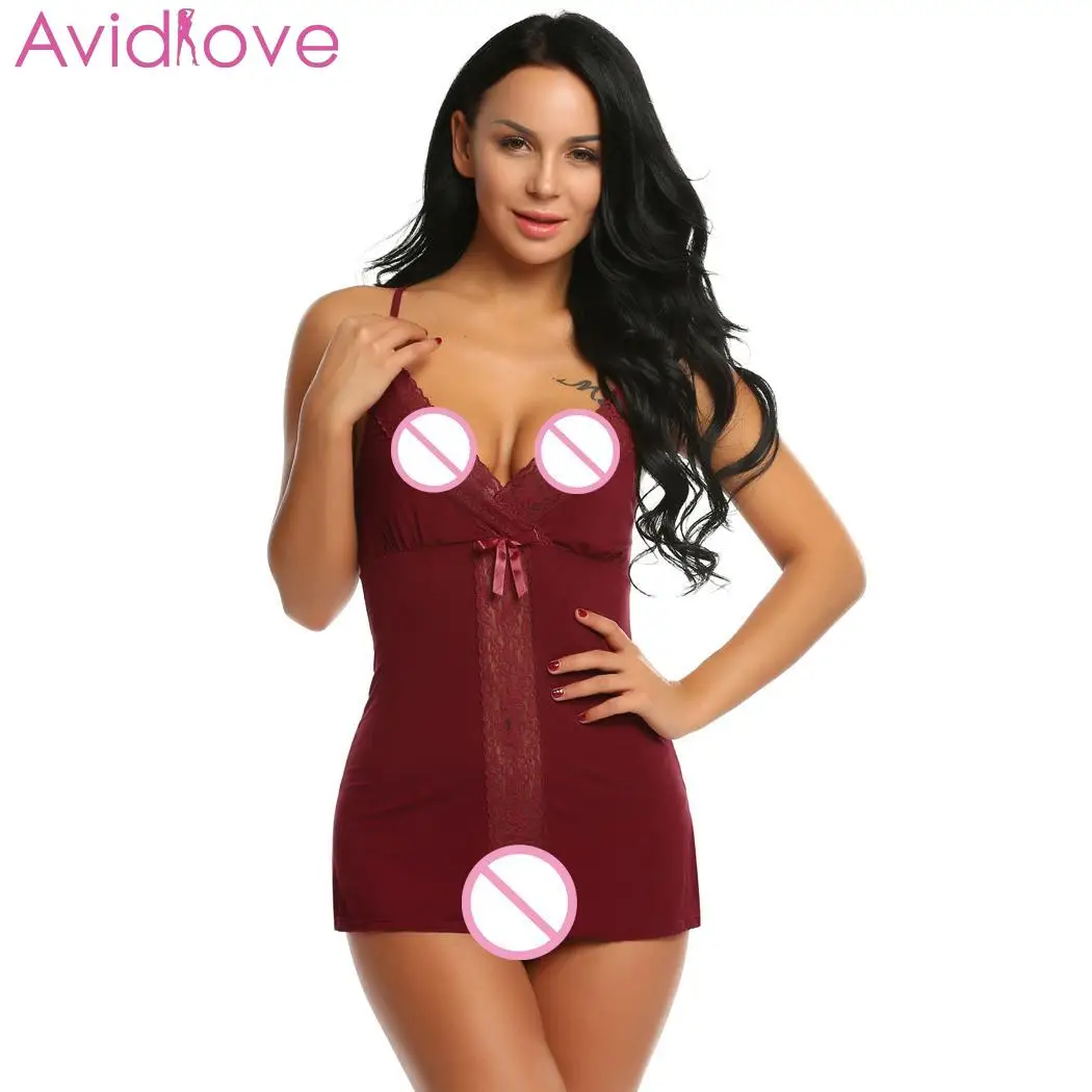 Avidlove женское сексуальное белье с бантиком Эротическая ночная рубашка кружевная