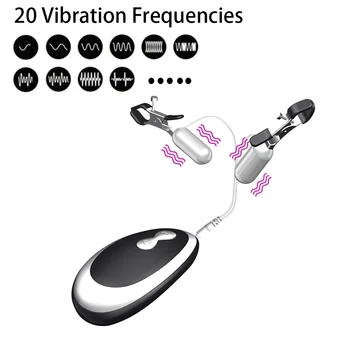 20 Frequency Nipple Vibrator Vibrating Nipple Clamps Clitoral Clip Breast Massage Clitoral Stimulation Female Sex Toys for Women 2