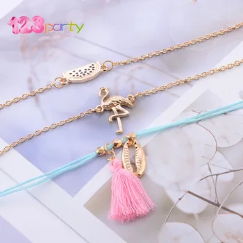 

3pcs/set Flamingo shell watermelon Bracelets Bangles For Women Bracelets Sets Jewelry Flamingo party Gift For Child Adult