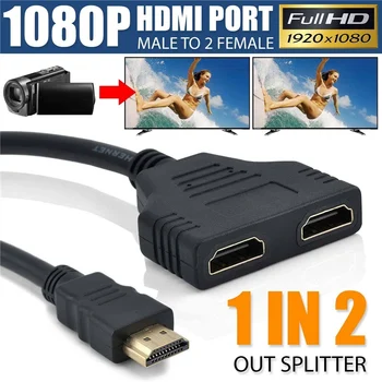 

High Quality One Male to Two Female HDMI Cable 1 In 2 Out Splitter Splitter Cable Adapter Converter 1080P