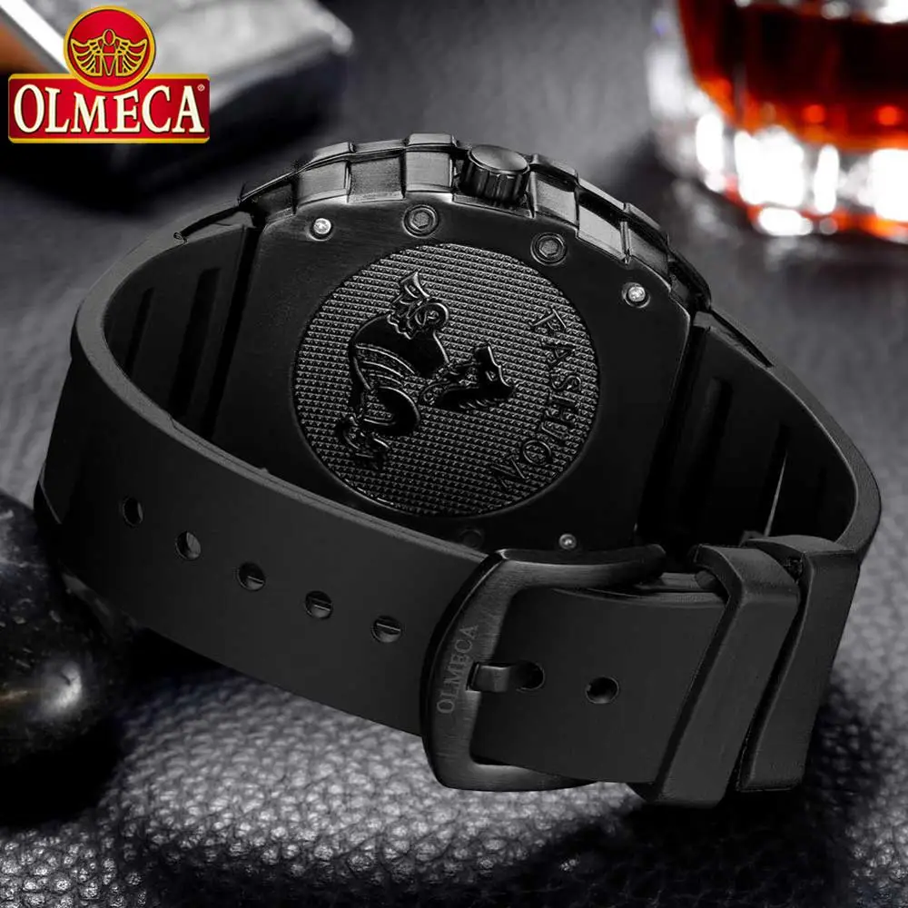 Billig OLMECA männer Luxus Berühmte Top Marke Militärischen Armee Mode Sport Automatische Mechanische Zifferblatt Stil Wasserdichte Leucht Chronograph