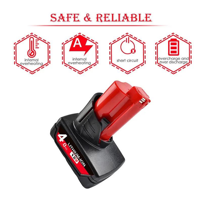 12V 6.0Ah литий ионный Батарея Совместимость с Милуоки M12 XC 48 11 2420 2450 2460 2411