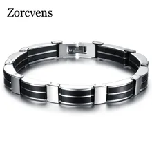 ZORCVENS бренд мужской панк Винтажный Браслет мужской серебряный силиконовый браслет из нержавеющей стали для мужчин