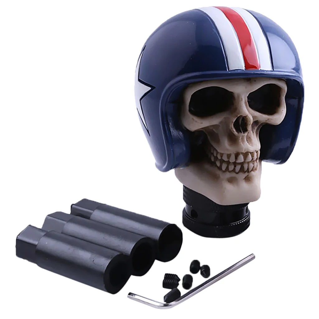 Car Manual Gear Stick Shift Knob Blue Skull Cover Handle Shifter Lever