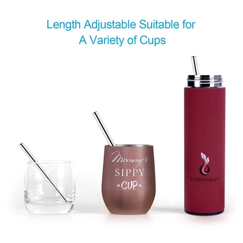 Portable Stainless Steel Telescopic Drinking Straw Travel Reusable Straws with Brush and Carry Case