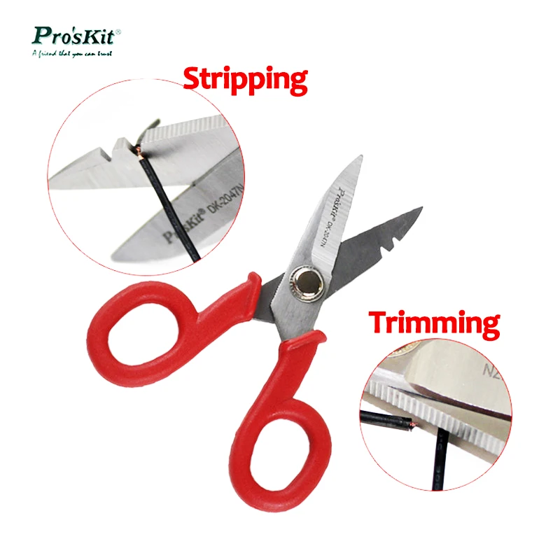Pro'sKit DK-2047N Electrician Scissors Multi-Function Electrical Cable Stripping Knife 5.5 Inch 145mm Household Wire Cutter 3
