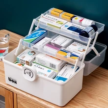 

Three Tier Medicine Boxes Storage Box Large Capacity Drawer Organizer Folding Multi-Functional Portable Medicine First Aid Kit