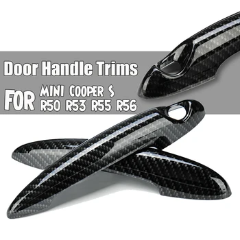 

2pcs Black ABS Plastic Carbon Fiber Car Door Handle Covers For MINI Cooper S R50 R53 R55 R56 Auto Set Kit car accessories
