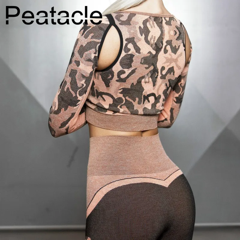 Peatacle, женские рубашки для тренировок, длинный рукав, для йоги, фитнеса, укороченный топ, футболка, для спортзала, сексуальная одежда, сетка, для спорта, бега