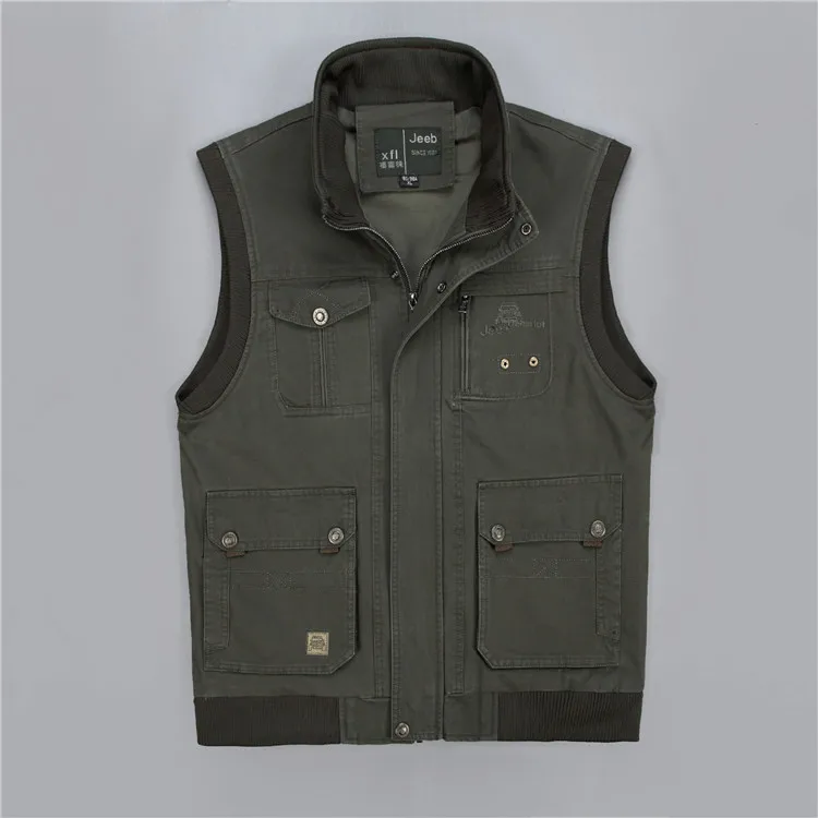Outdoor Casual Multi-pockets Men Spring And Autumn New Style Waistcoat Pure Cotton Vest Male Vest 1606