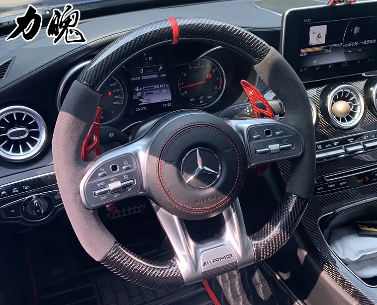 Подходит для Mercedes-бензамид A45 E C63 C200L CLA45 изменение Барбос C43 рулевого колеса A4 рукоятка рычага переключения передач Переключатели скоростей на руле