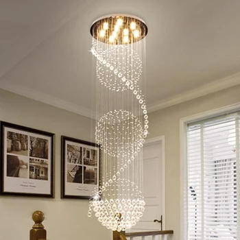 

Long crystal chandelier lighting luxury lamp modern stage chandelier LED staircase light clear crystal lighting fixtures lustre