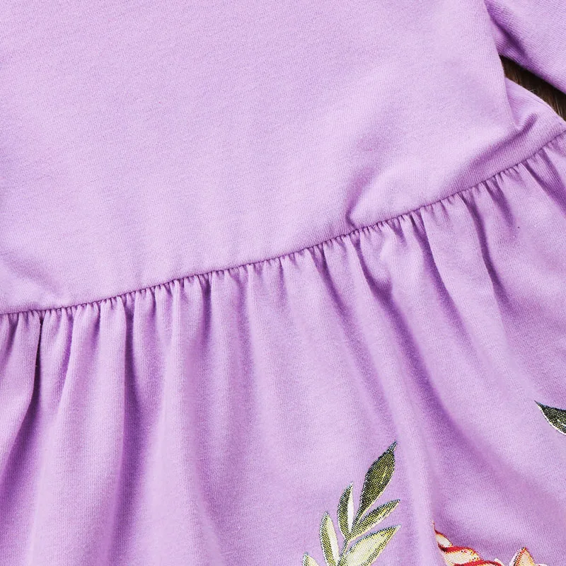 Цветочные рождественские фиолетовые Топы принцессы с единорогом для маленьких девочек, платье, штаны, леггинсы, комплект одежды