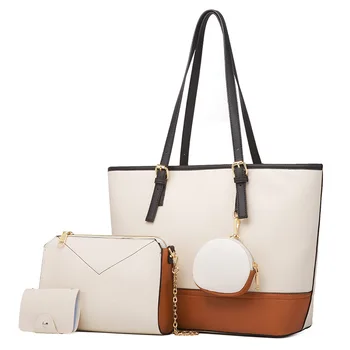 

Four Piece Cover Mother Bag 2020 New High Capacity Women's Bag Tote Contrast Bag One Shoulder Handbag Bags For Women Womens Bag