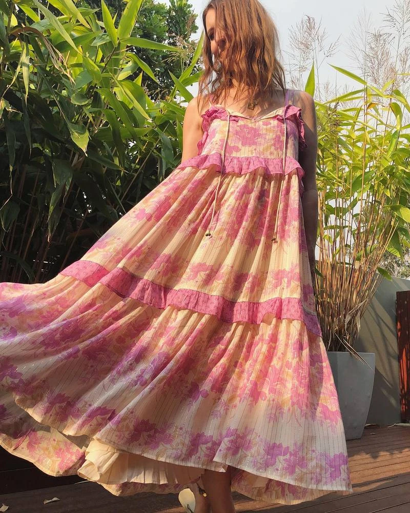 bohemian spaghetti strap dress