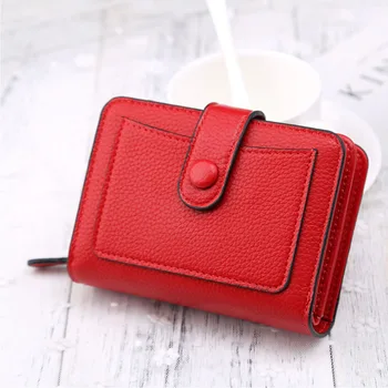 

PU leather Wallet Women's Two-fold Short Section Women's Change Pocket Multi-function Buckle Wallet
