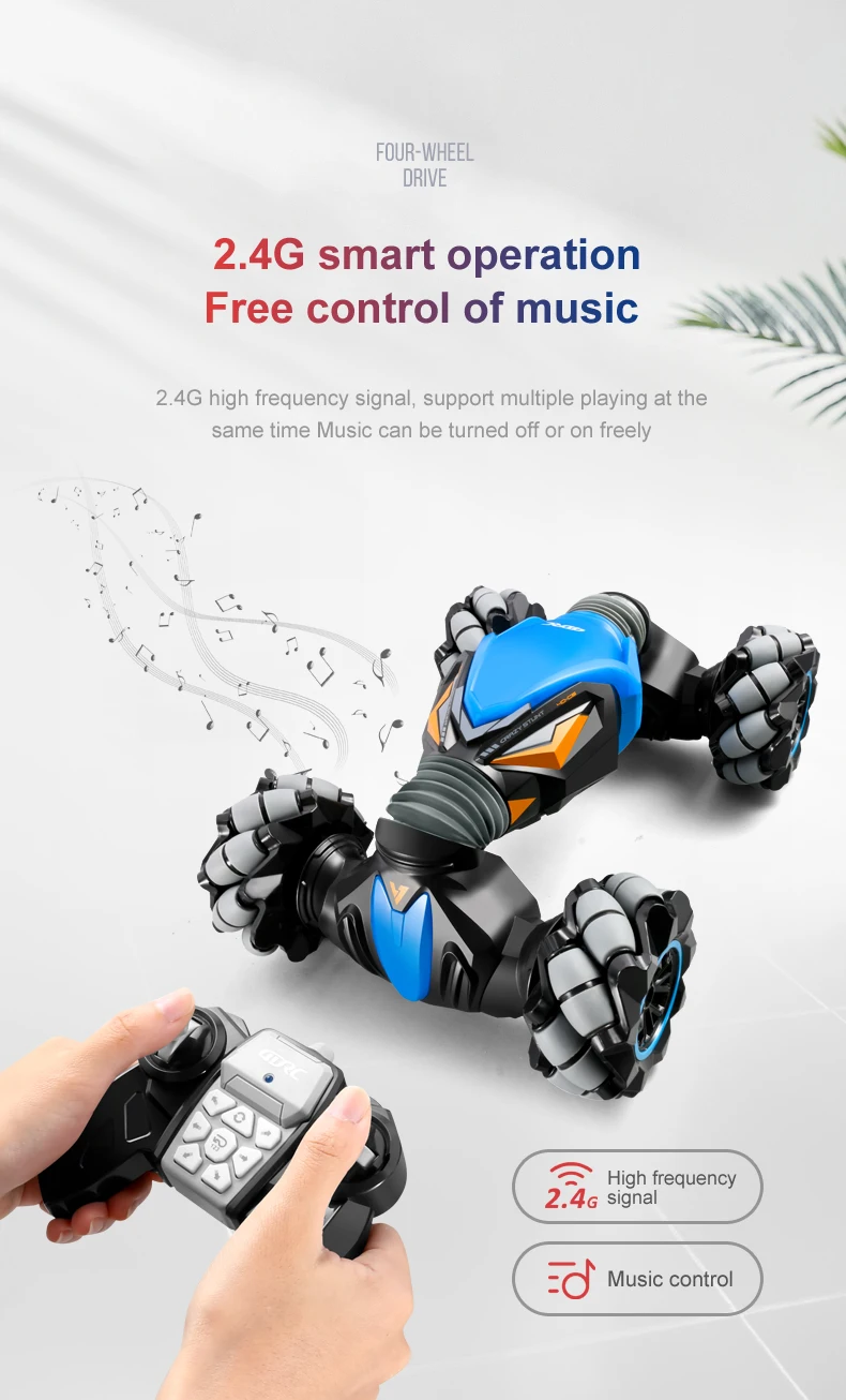 4wd rc stunt car with gesture induction and twisting off-road capability – high-speed radio control vehicle with music and drift capabilities, perfect as a gift (model unknown)