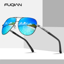FUQIAN, роскошные поляризованные солнцезащитные очки пилота, мужские, высокое качество, металлические, антибликовые, для вождения, мужские солнцезащитные очки, для улицы, очки UV400