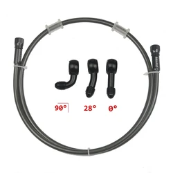 Transparent Black Braided Brake Hose - Reinforced Racing Hydraulic Clutch Tube with Master Cylinder Brake Oil DOT Pipe (Black 2000mm)