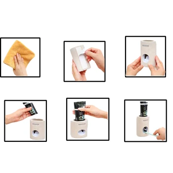 

Automatic Toothpaste Dispenser Dust-proof Toothbrush Holder Wall Mount Stand Bathroom Accessories Squeezers Toothpaste Set