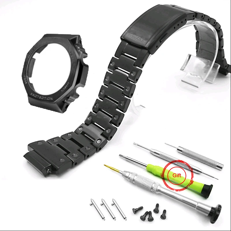 Watch Band For Casio G Shock GA2100 Strap Bezel Case GA-2100 GA-2100-1A 316L Stainless Steel Metal Belt Frame Watchband w Tools |