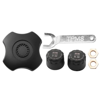 

2pcs Black Phone Motorcycle Low Power Bluetooth Easy Install Anti-theft Tire Pressure Monitor Alarm External Sensor Waterproof