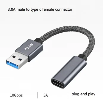 

0.1m USB 3.0 Male to USB Type C female connector3A fast charge data type-c cable typec adapter extention short cable
