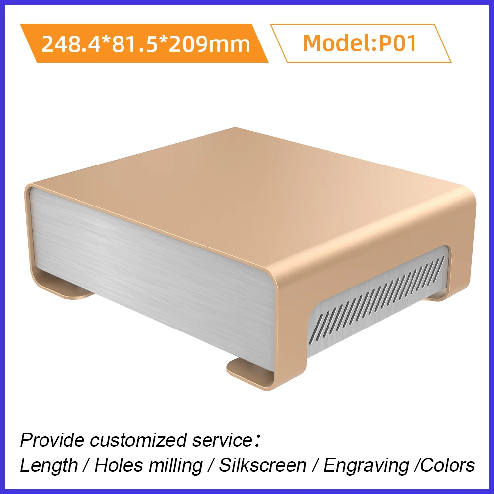 Caja de aluminio para proyectos eléctricos, carcasa de Diseño Artesanal, tamaño personalizado P01 248,4x81,5x209mm