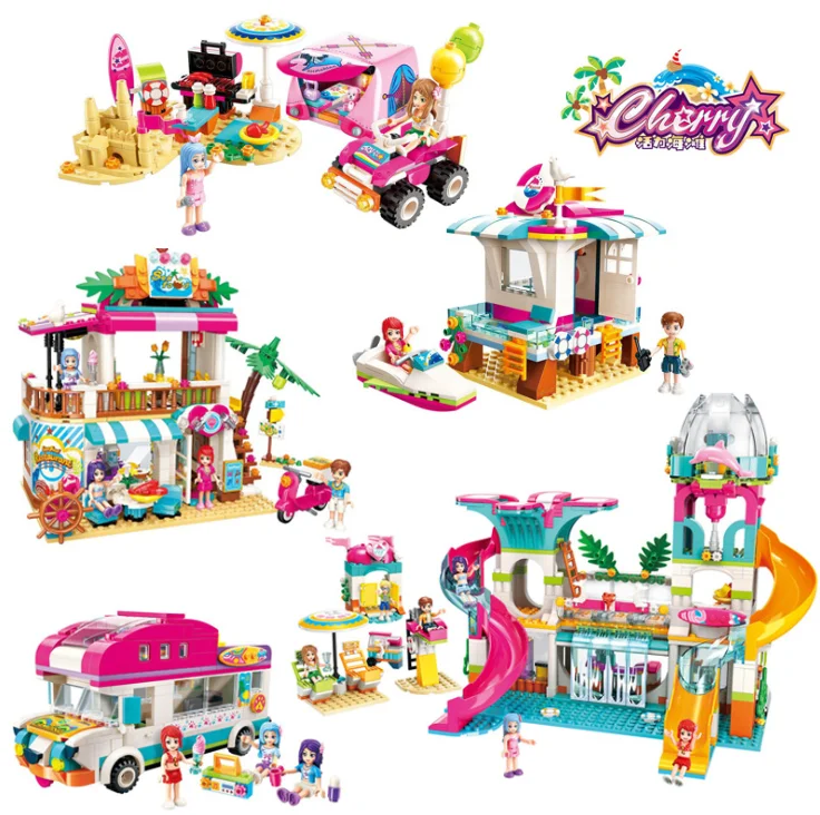 

Playmobil Girls Seaside Beach Slide Amusement Park House Party Dolphin Rescue Building Blocks Sets Bricks Friends Children Toy