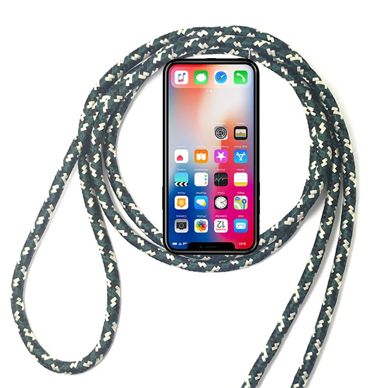 Чехол Lanyard Цепочки и ожерелья плечевой шейный ремень веревка шнур для samsung Galaxy S3 Duos Neo S6 S7 край S8 S2 плюс S4 S5 мини-чехол для телефона - Цвет: 4Green-Black