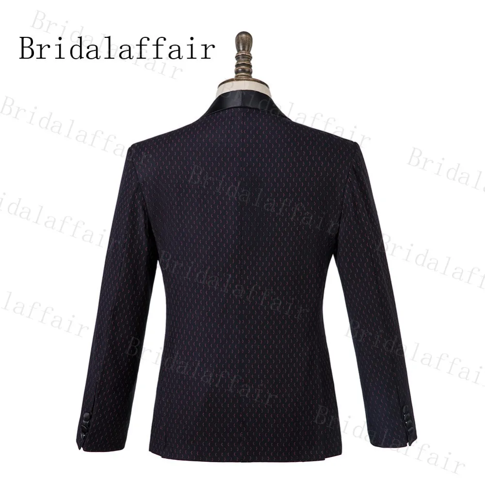 Bridalaffair костюмы на заказ черный с красной кривой 3 шт тонкий крой шаль блейзер с воротником модный смокинг шафера для выпускного вечера