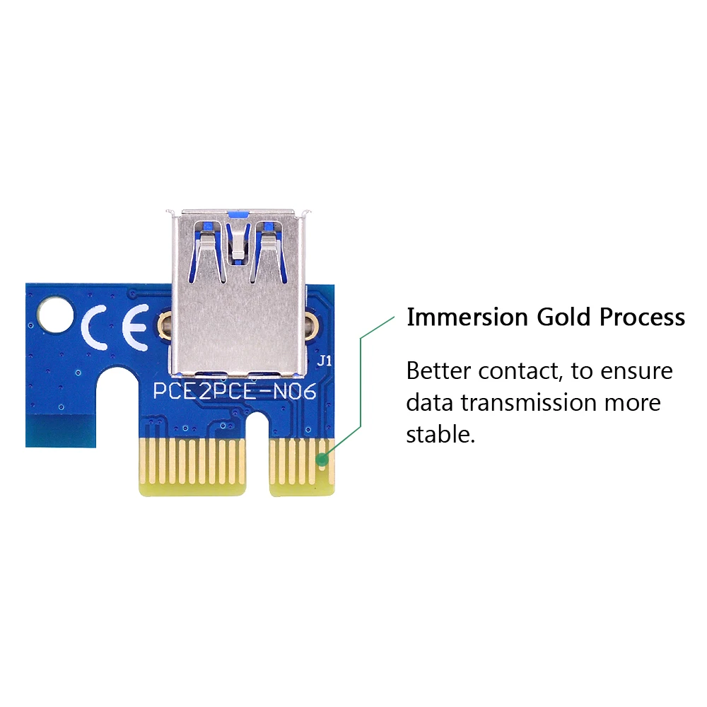 CHIPAL VER006 60CM PCIe PCI-E 1X to 16X Riser Card Extender SATA to 4Pin Power Cord USB 3.0 Data Cable for BTC Miner Bitcoin-3