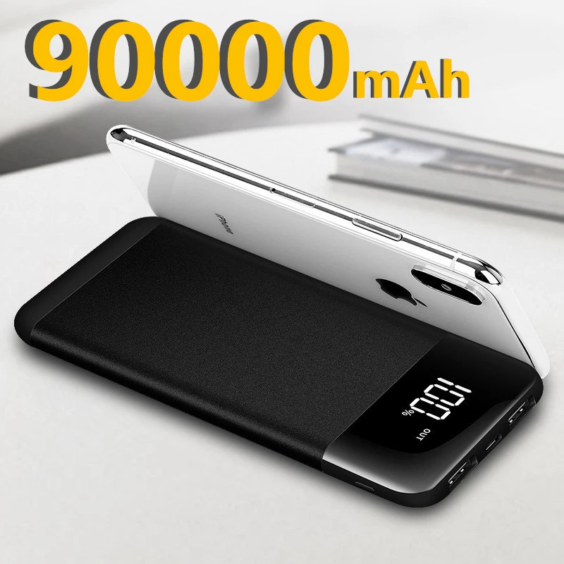 Power Bank 90000mAh Power Bank for Xiaomi iPhone 13 12 Power Bank External Battery Mobile Portable Charger Poverbank usb c portable charger