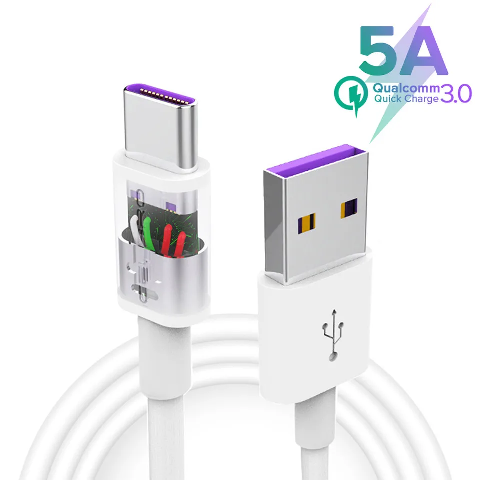 

5A USB Type C Fast Charging USB C Cable for Huawei P30 P20 Lite Super Fast 90 Degree Cable for Xiaomi Mi 9 Samsung S10 S9 Note 9