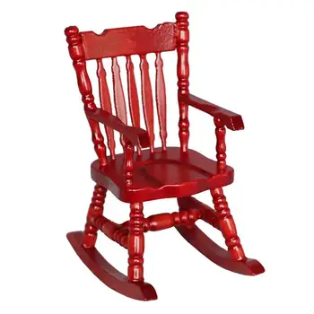 

1pc Mini Rocking Chair Model Wooden Lifelike Mini Accessory Armrest Rocking Chair for Mini House Decor Mini Scene Layout