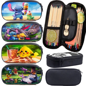 

Multifunction Child Pokemon Pen Bag Pikachu Stitch Totoro Pencil Case Cartoon Makeup Bag How to Train Your Dragon Stationery Bag