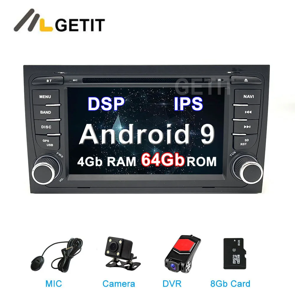 

64G ROM DSP IPS Android 9.0 Car DVD Player Stereo Multimedia Radio GPS for Audi A4 S4 RS4 B6 B7 SEAT Exeo with wifi BT