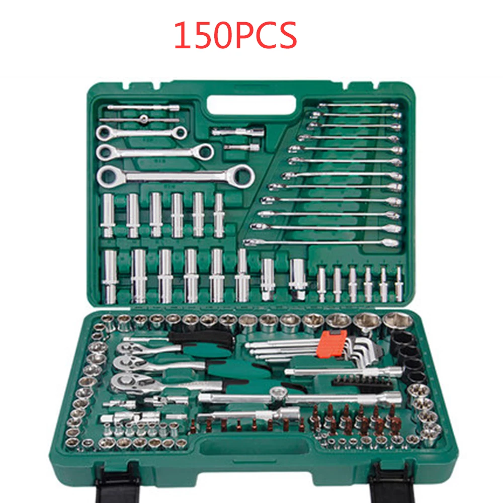 150PCS 150 шт. Инструменты для ремонта авто, 1/4 дюймовый авторемонтный комплект гнездо храповой Ключ комбинированный пакет набор инструментов - Цвет: 150PCS