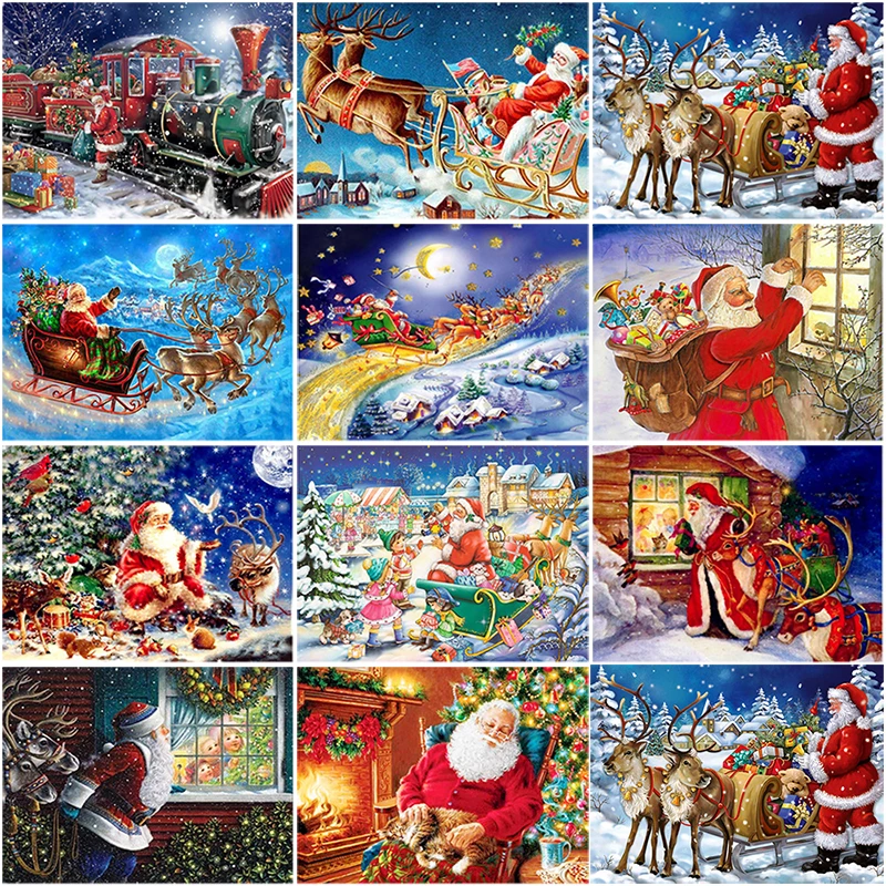 

DIY 5D Diamond Painting Santa Claus Mosaic Christmas Diamond Embroidery Winter Snow Tree Full Round Rhinestone Cross Stitch
