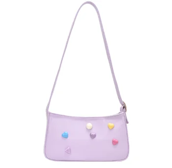 

Women bag pu leather candy color small bag baguette women bag fashion casual shoulder messenger bag soft wui87