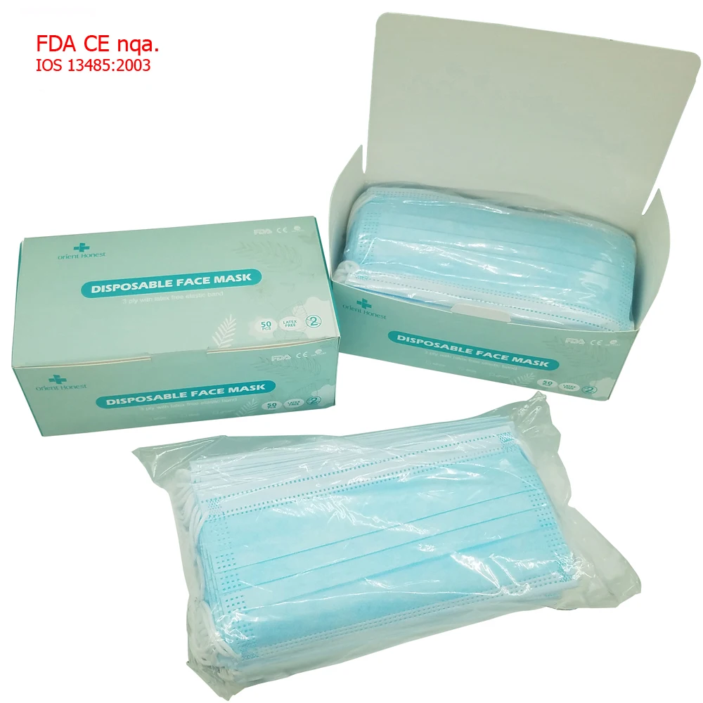 

Direct china 50pcs Disposable n95 Mask Fabric Filter Mask 3 Layer Masks Anti Dust Droplet pollution Factory Direct Shipment