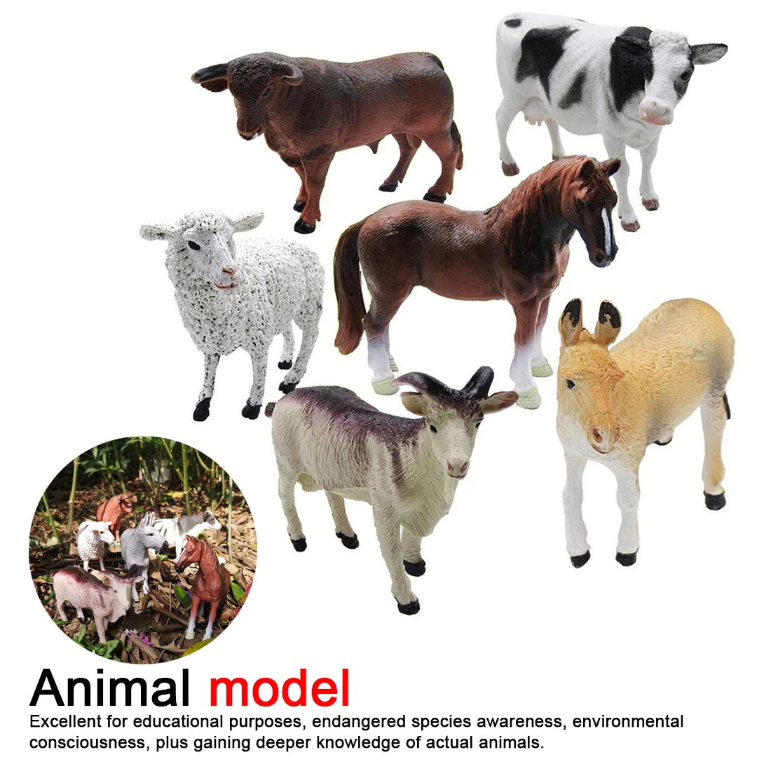 

6pcs Simulation Figurine Animal Model Home Ornaments kids Educational Toy For Children Gift
