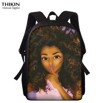 

THIKIN Cusotm Print Ethnic Style School Bag For Kids American Art Black African Girl Print Schoolbag Teenagers Junior Schoolbag